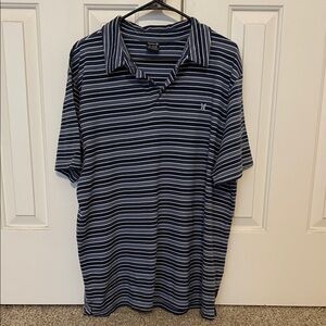 Hurley Men's Blue and White Striped Polo